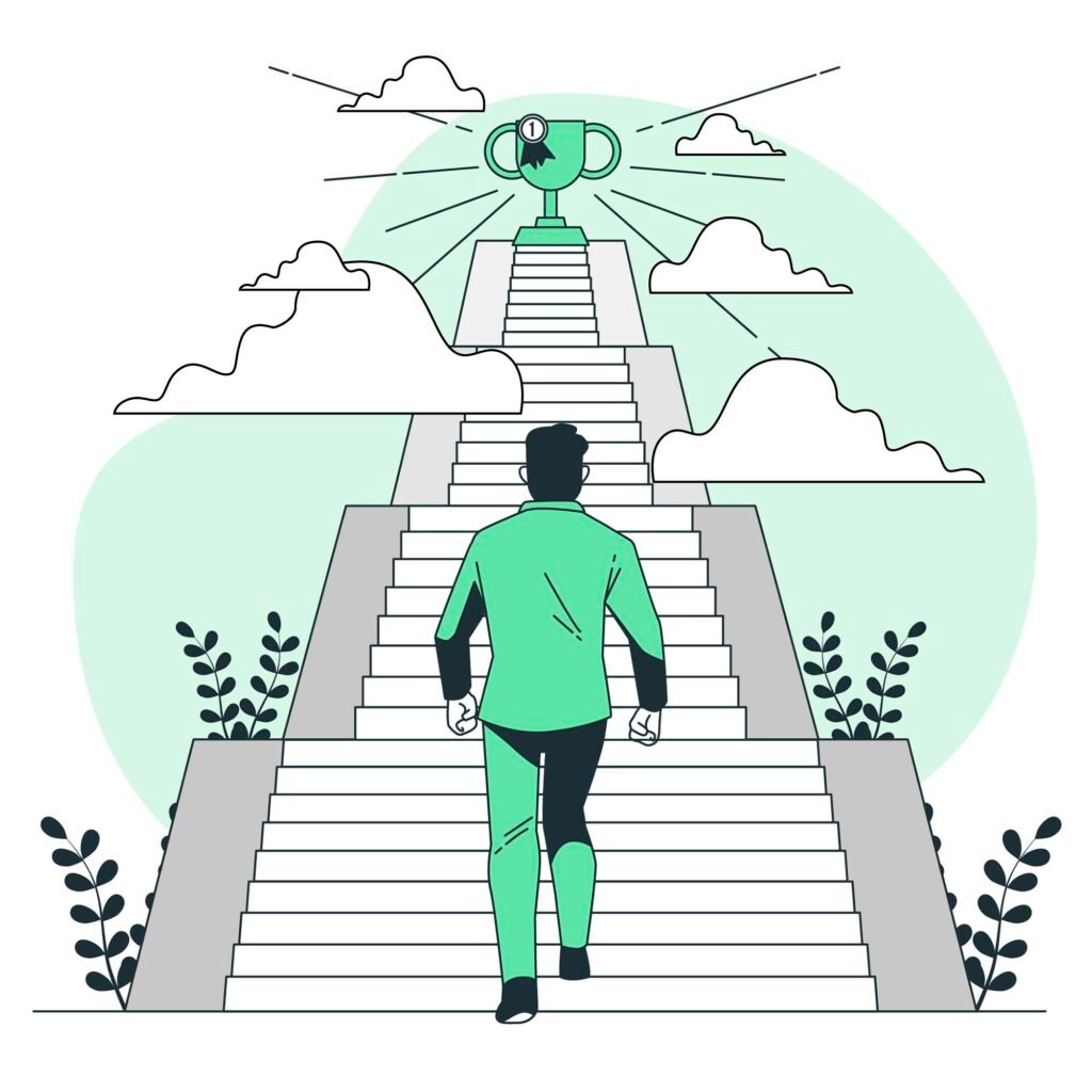 man moving towards success