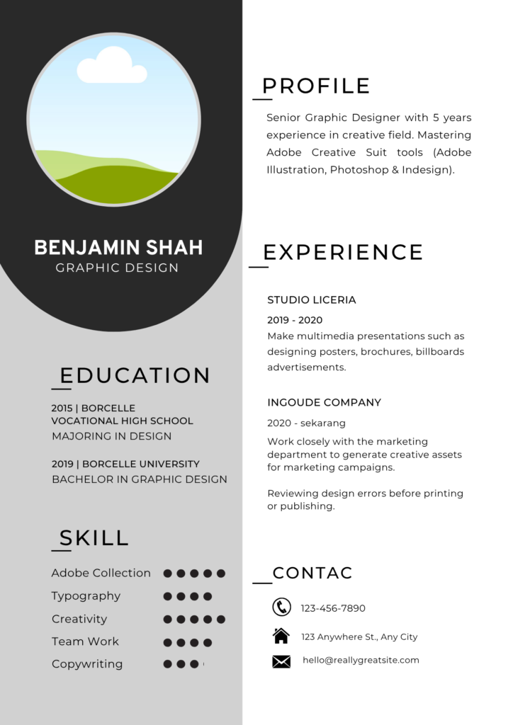 Grey And White Modern Graphic Design Resume