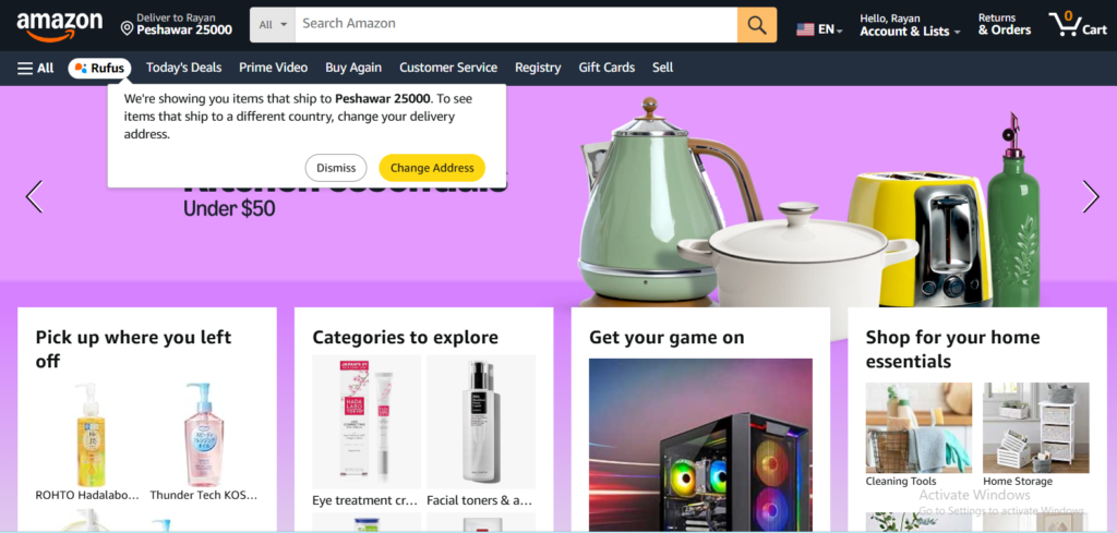 amazon interface 
