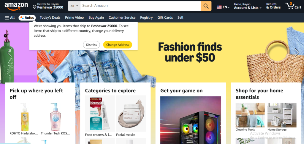 amazon interface
