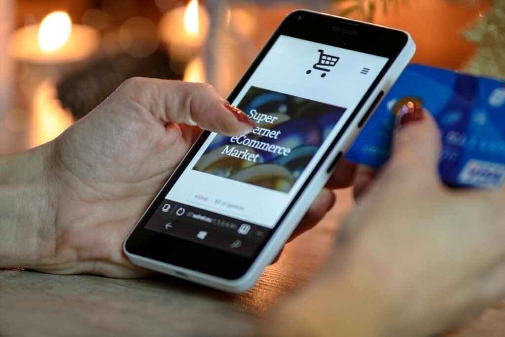 mobile showing online shopping app