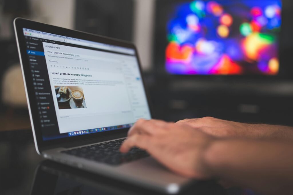 a blogger uploading post