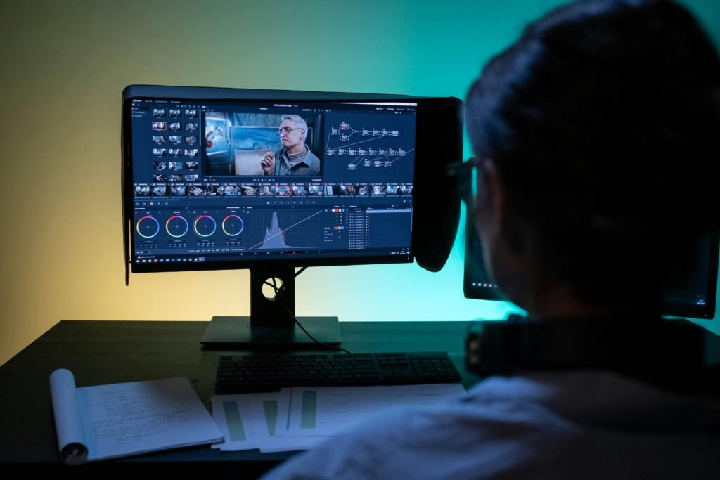 professional editor editing video