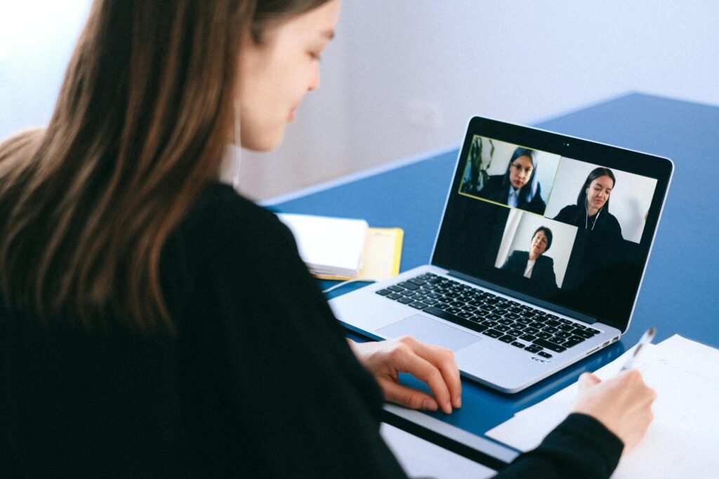 online lecture open in laptop