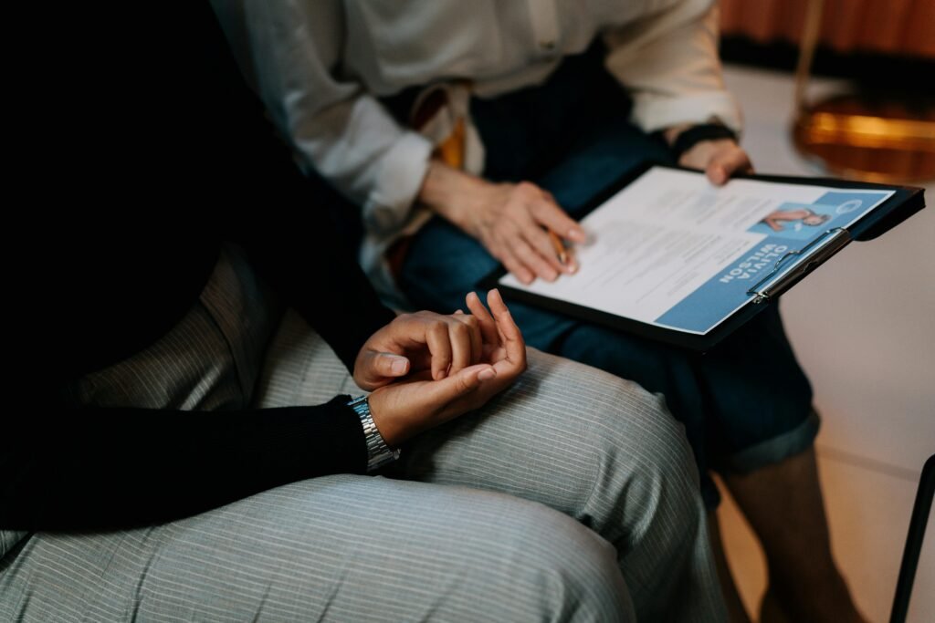 two girls discussing resume