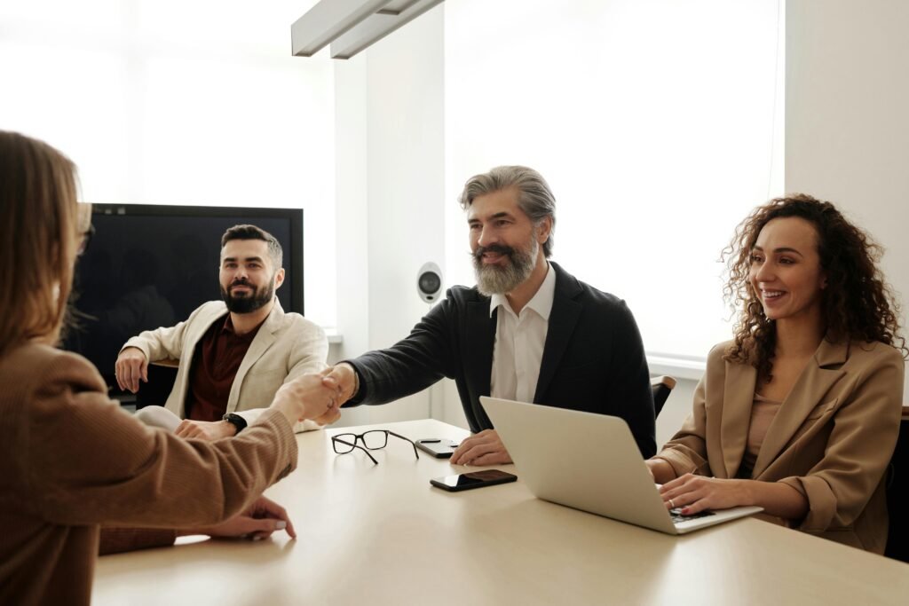 group of people having a successful deal