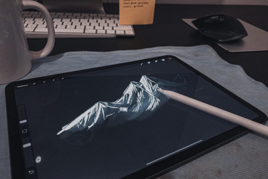 ipad with open window of animated application 