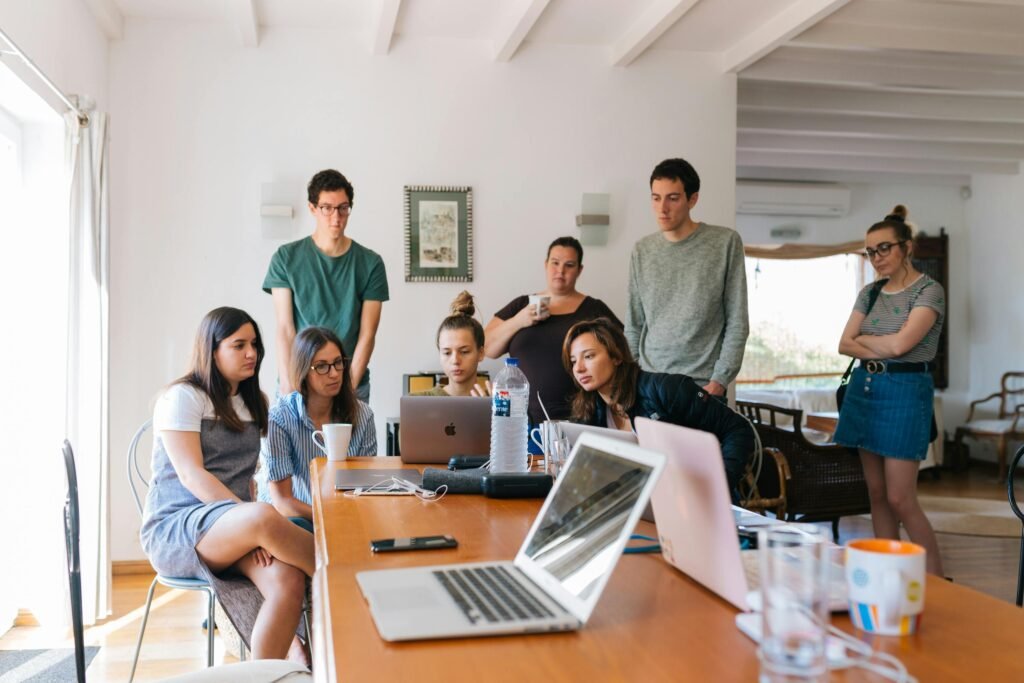 group of people discussing and resolving problem