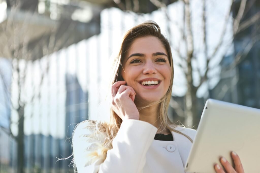 professional girl having fruitful discussion