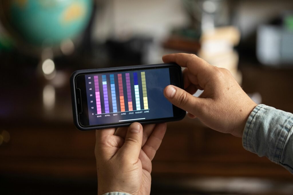 mobile app showing graphs