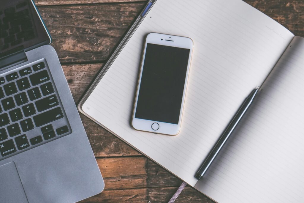 mobile notepad and laptop